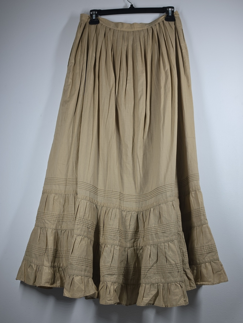 Lauren Ralph Lauren Khaki Cotton Tiered Prairie Maxi Skirt 6 Button Front - Picture 3 of 11